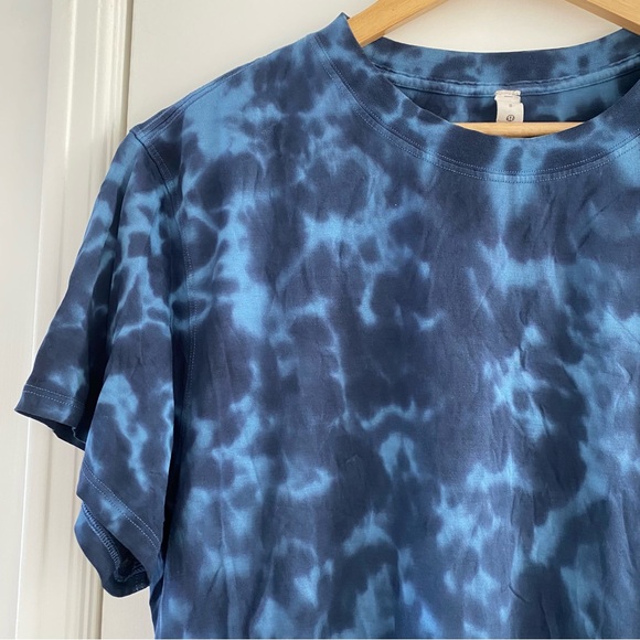 Lululemon Athletica All Yours Cotton T-Shirt *in Marmoleado Navy Tie Dye - Picture 6 of 8